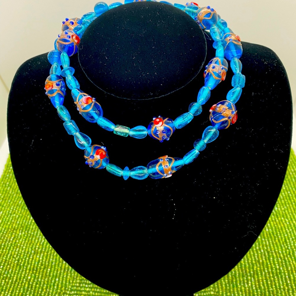 Murano Vintage Necklace in Gorgeous Blue